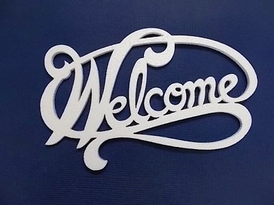 Intricately cut welcome signs